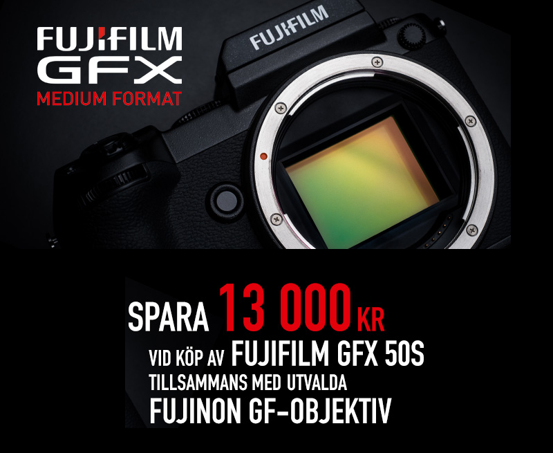 Spara 13 000 kr ved köp af Fujifilm GFX tillsammans med utvalda GF objektiv
